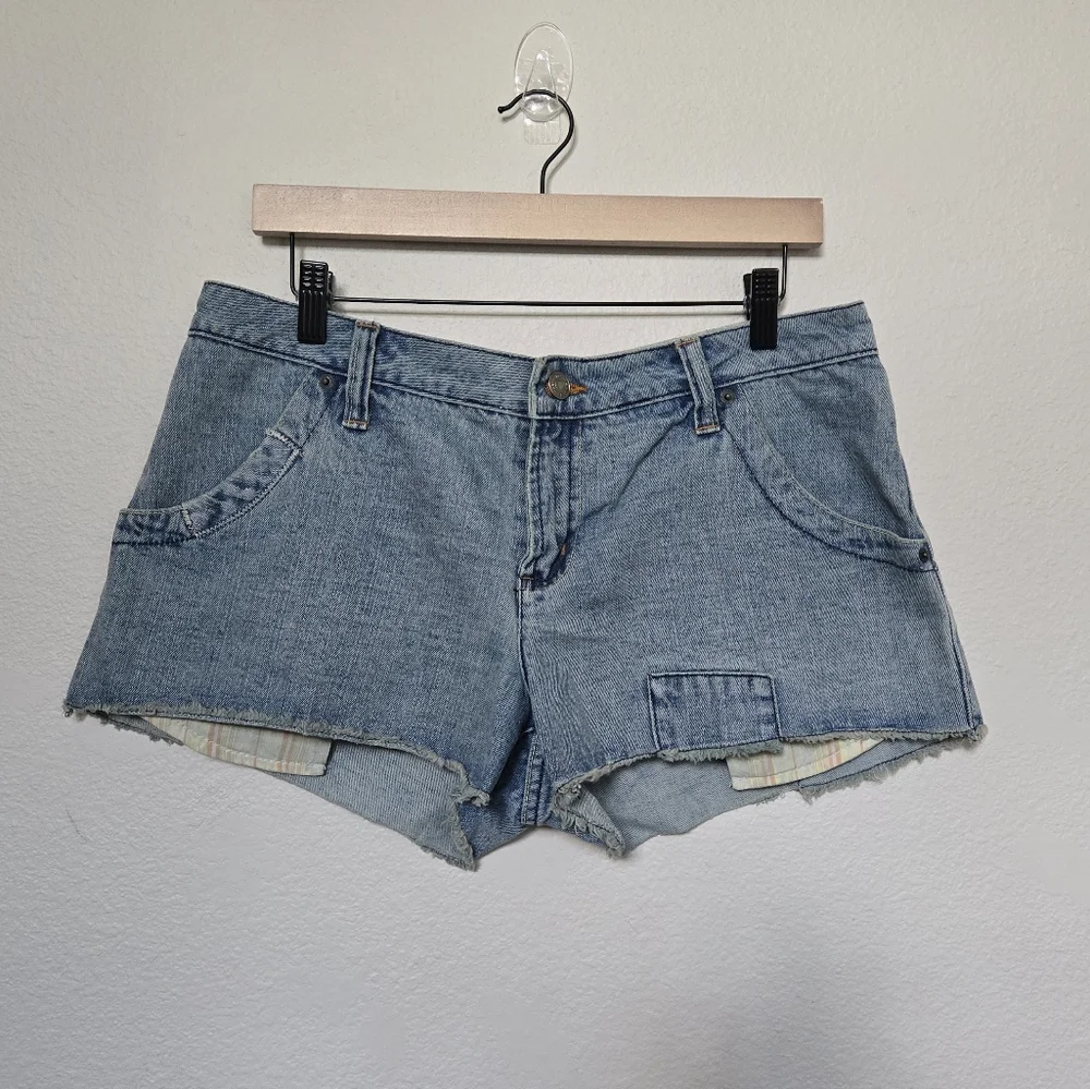 Y2K No Boundaries Denim Blue Low Rise Micro Short Shorts Size 15 Juniors